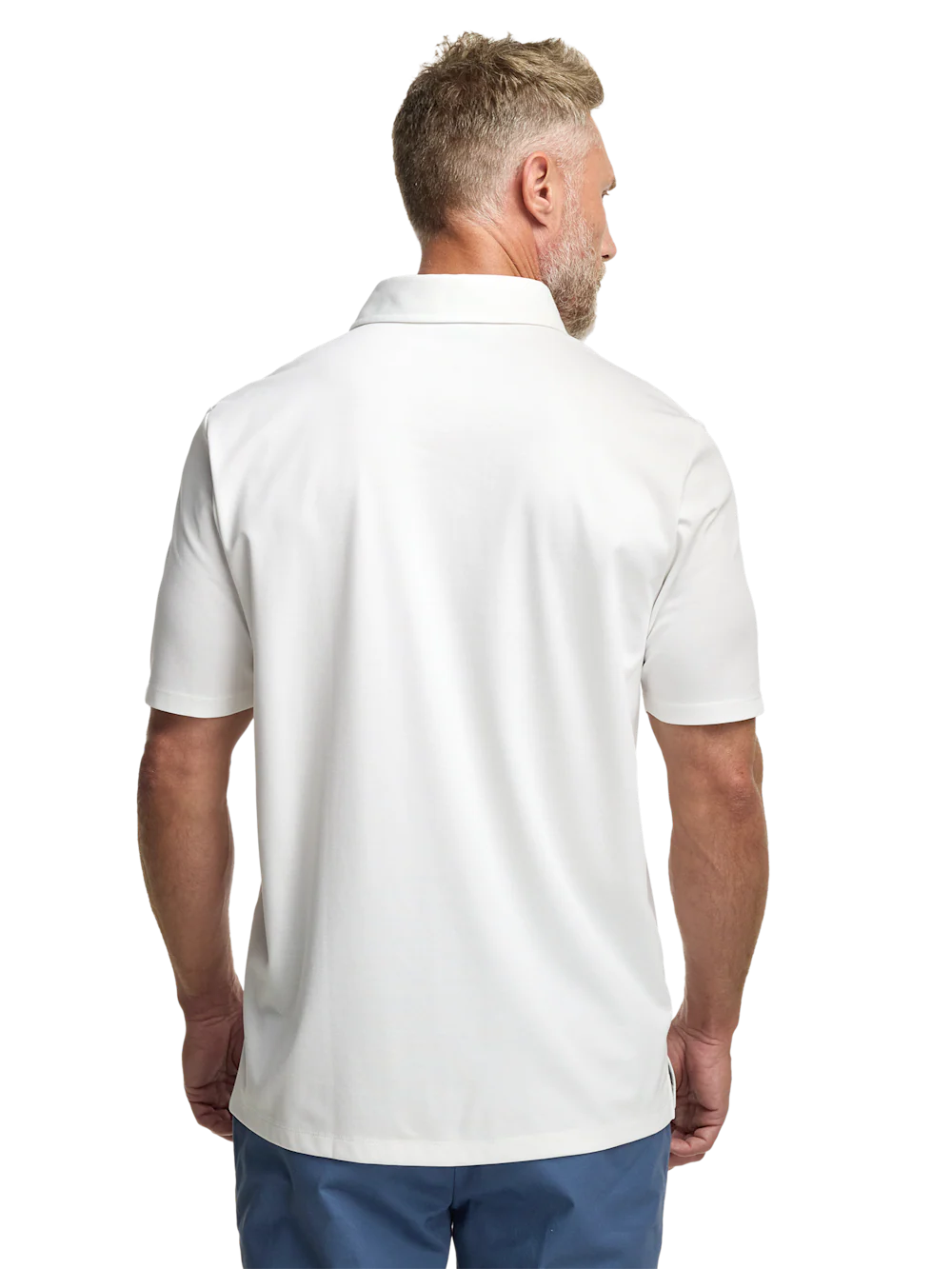 Cotton Blend Three Button Polo - White - Image 6