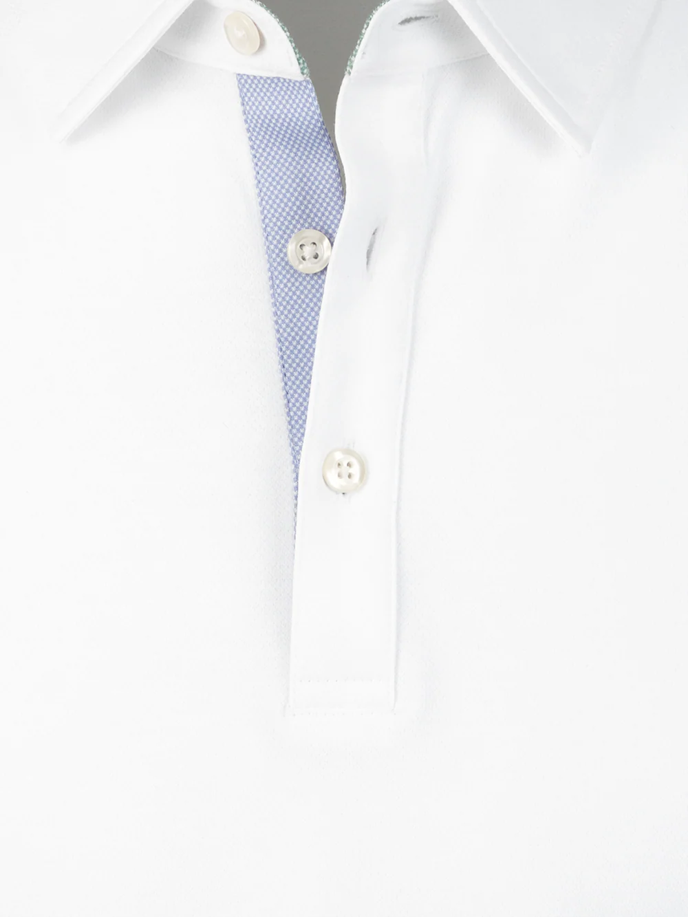 Cotton Blend Three Button Polo - White - Image 7