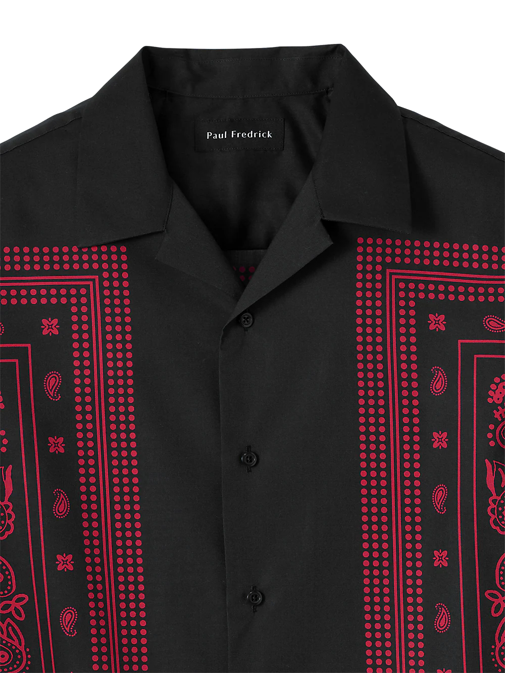 Cotton Border Print Casual Shirt - Black/red - Image 6