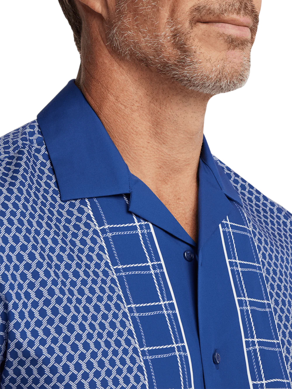 Cotton Border Print Casual Shirt - Blue - Image 3