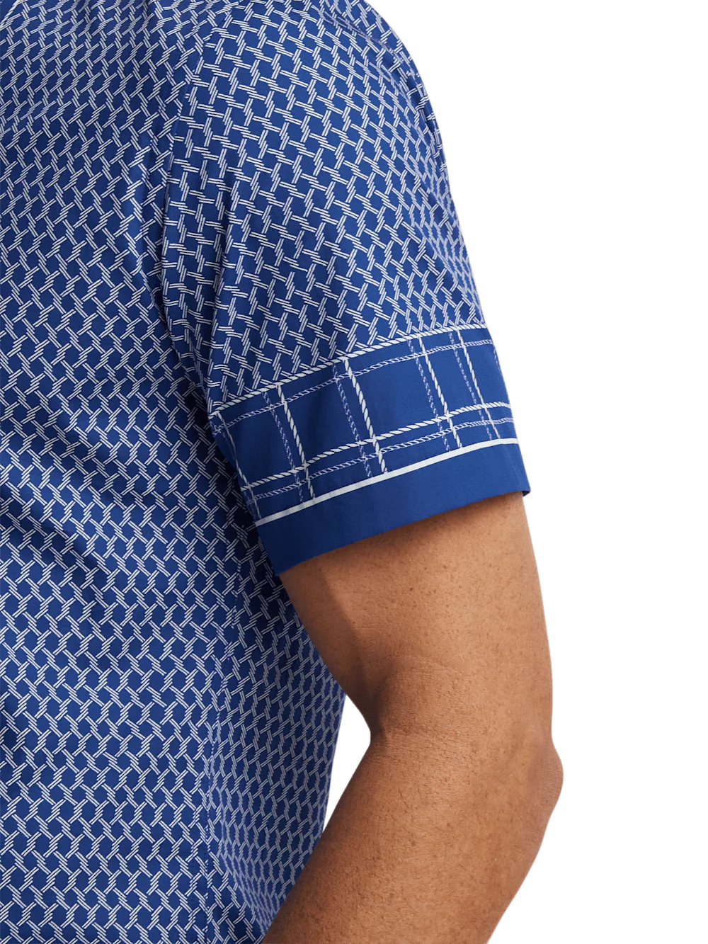 Cotton Border Print Casual Shirt - Blue - Image 4