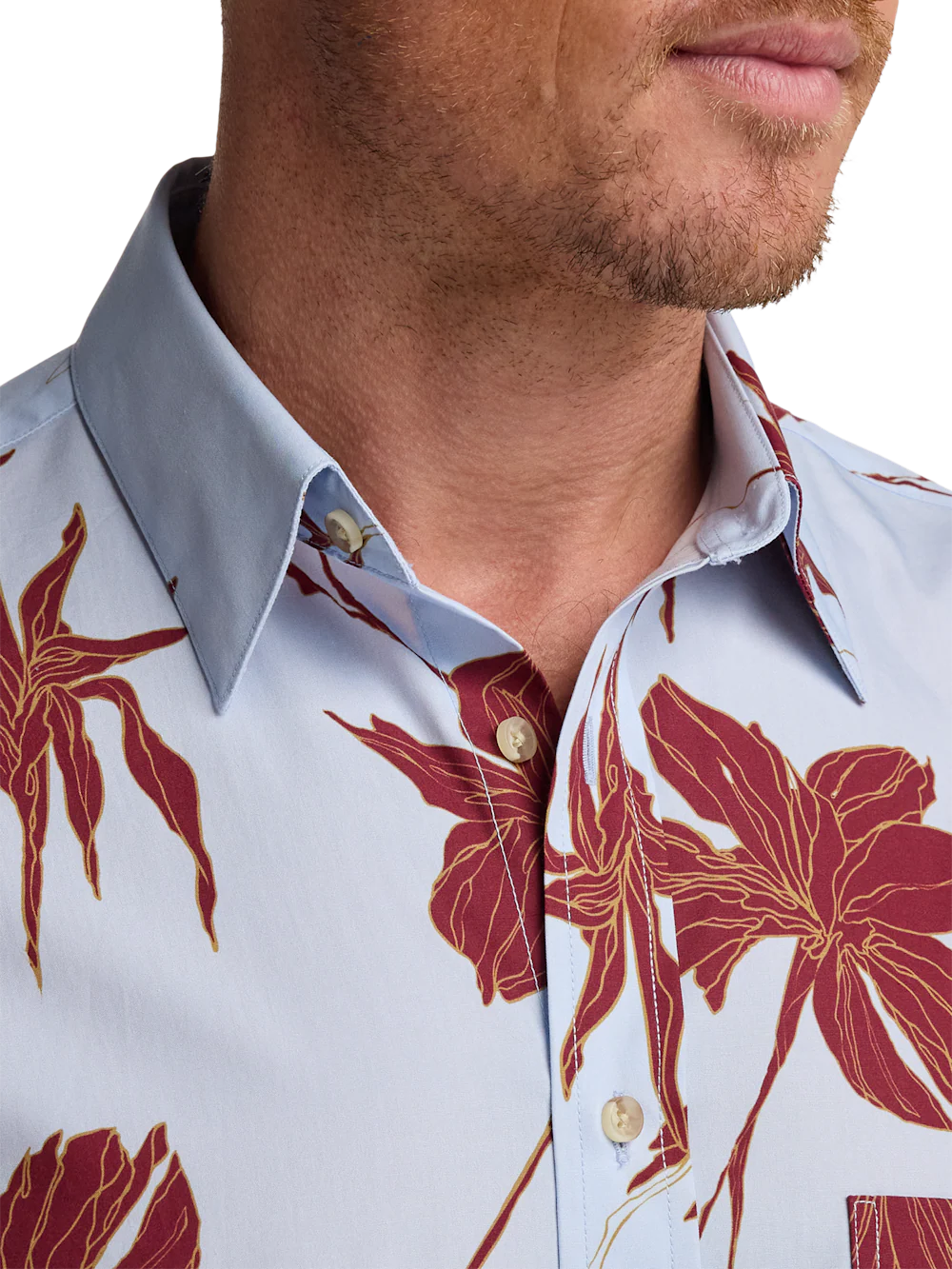 Cotton Botanical Casual Shirt - Blue/burgundy - Image 3