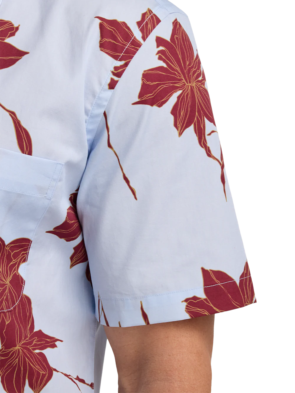 Cotton Botanical Casual Shirt - Blue/burgundy - Image 4