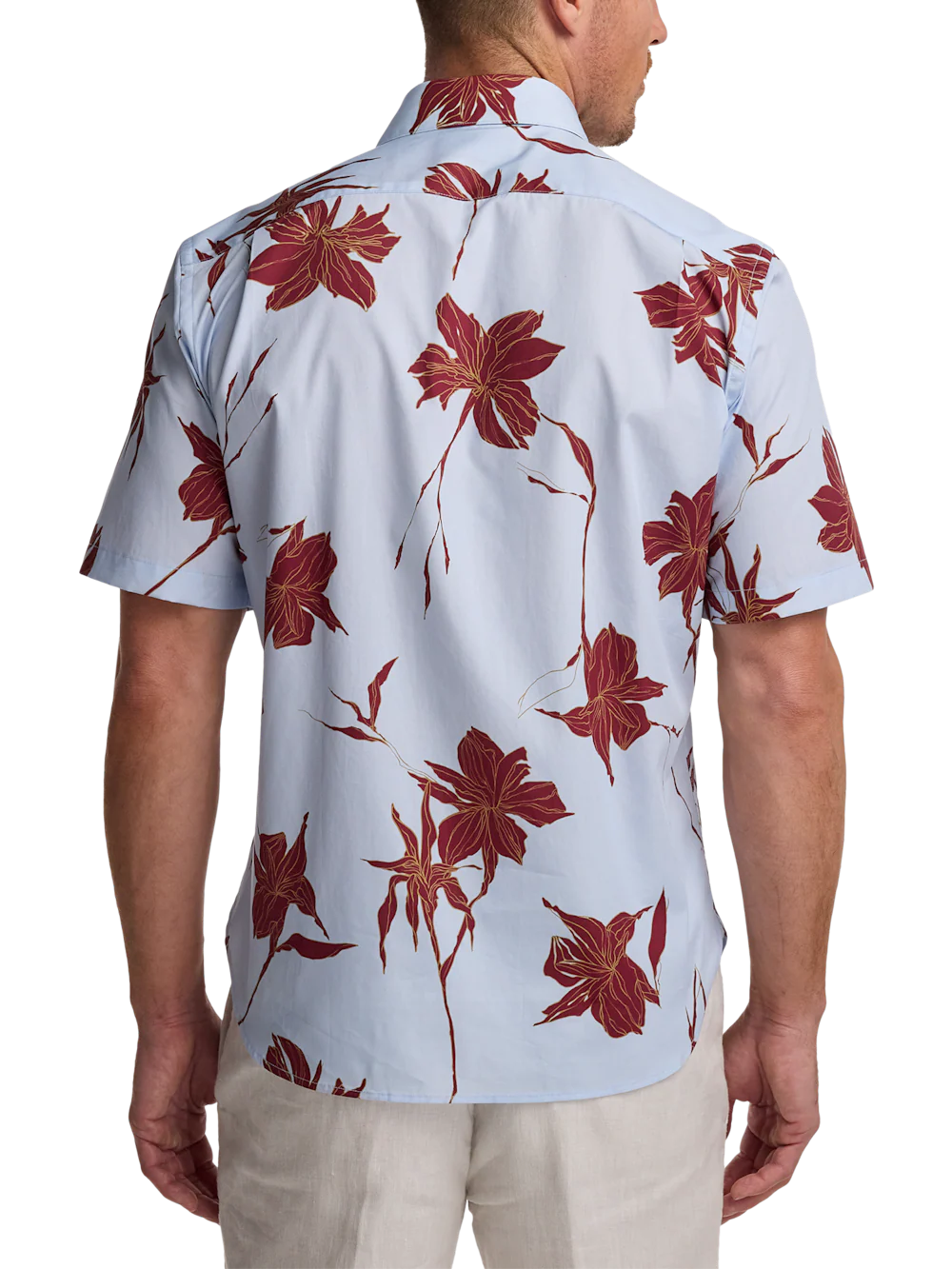 Cotton Botanical Casual Shirt - Blue/burgundy - Image 5