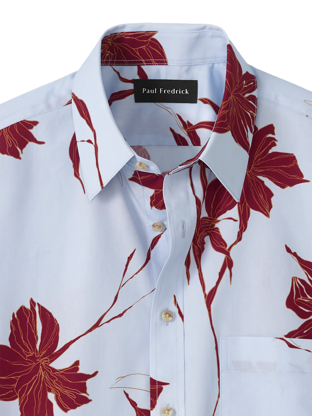 Cotton Botanical Casual Shirt - Blue/burgundy - Image 6