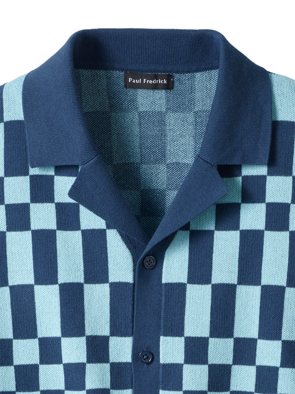 Cotton Button Front Camp Sweater - Blue Multi - Image 6