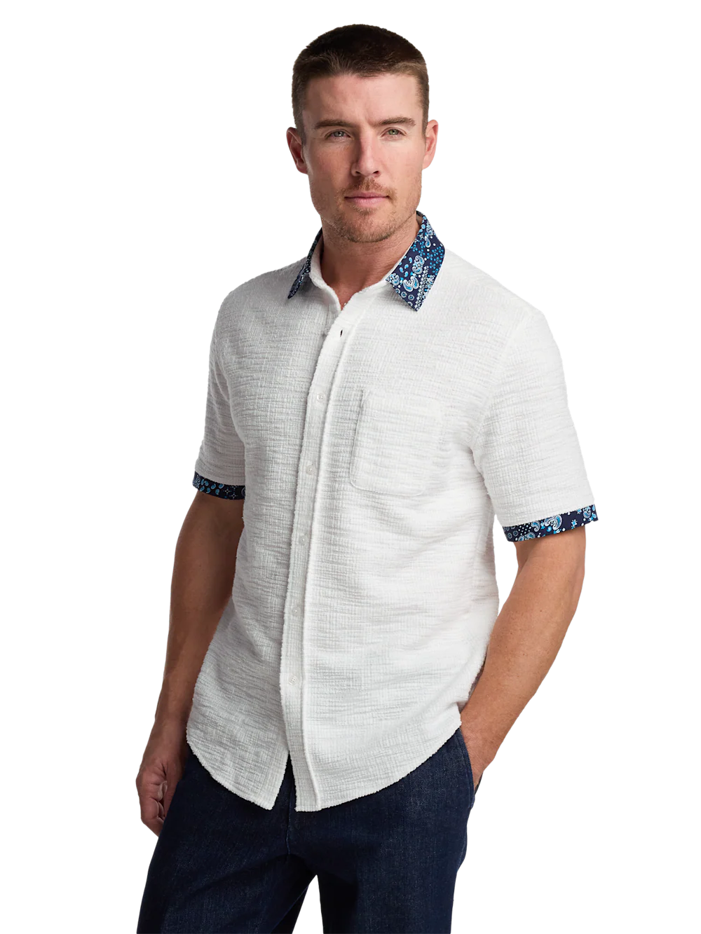 Cotton Button Front Polo - White - Image 2