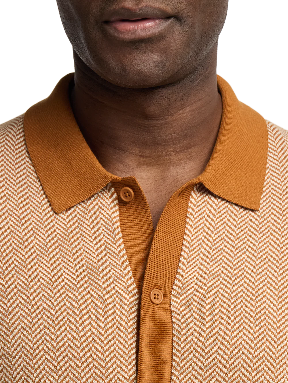 Cotton Button Front Polo - Cognac - Image 3