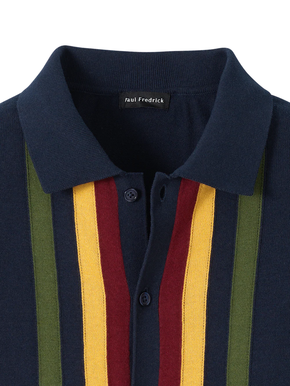 Cotton Button Front Polo - Navy - Image 6