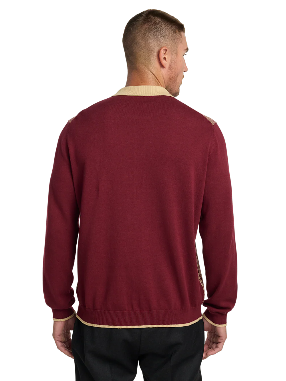 Cotton Button Front Polo - Burgundy - Image 5
