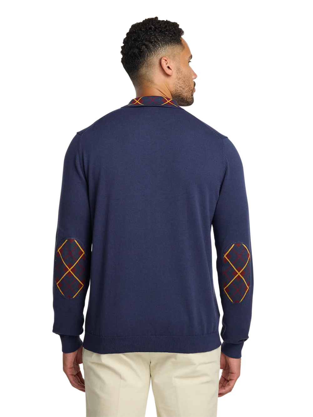 Cotton Button Front Polo - Navy Multi - Image 5