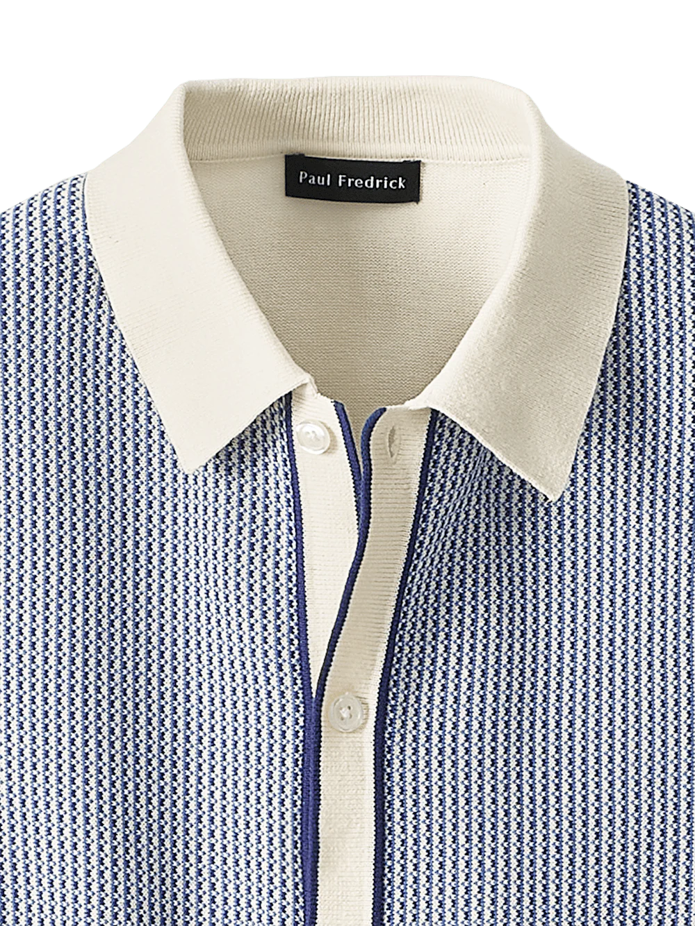 Cotton Button Front Polo - Blue - Image 6