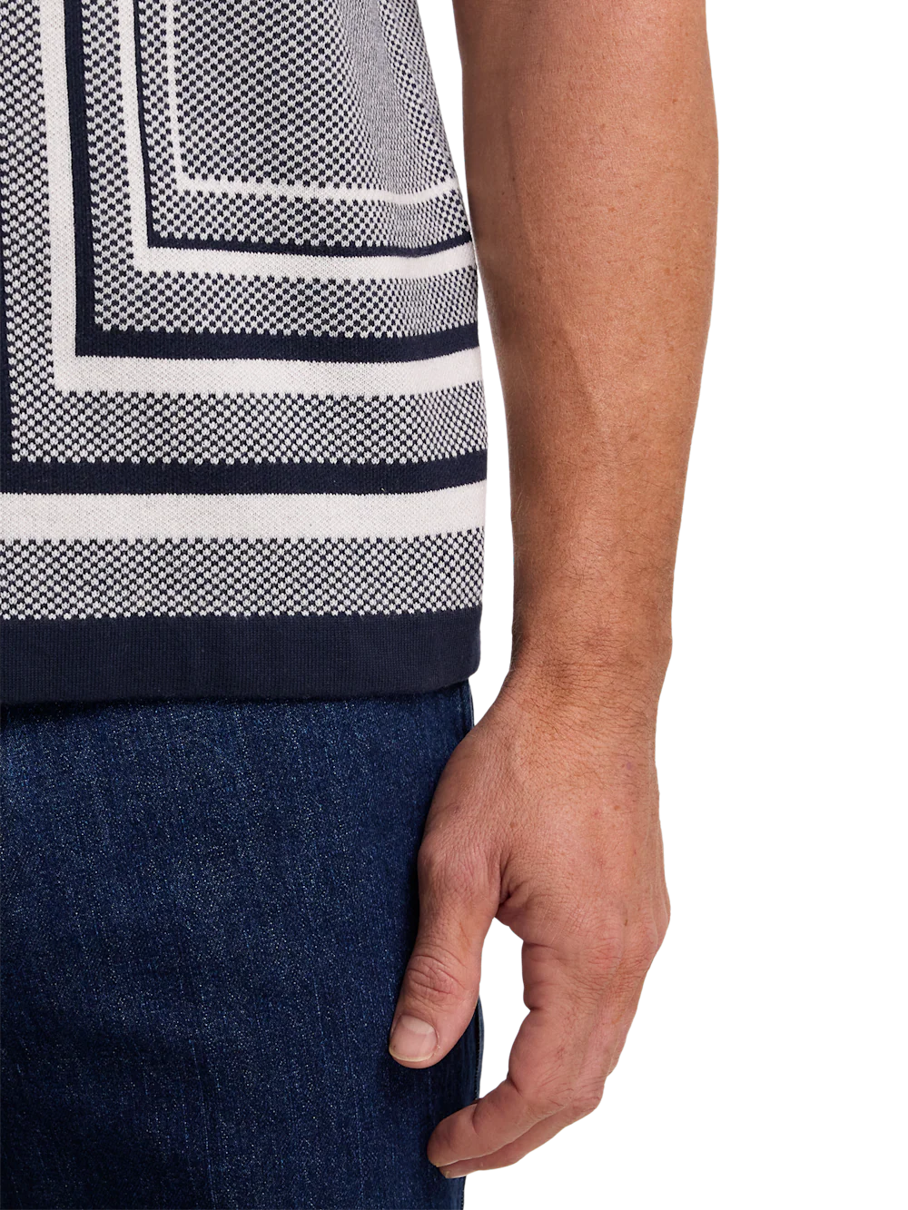 Cotton Button Front Polo - Navy - Image 4