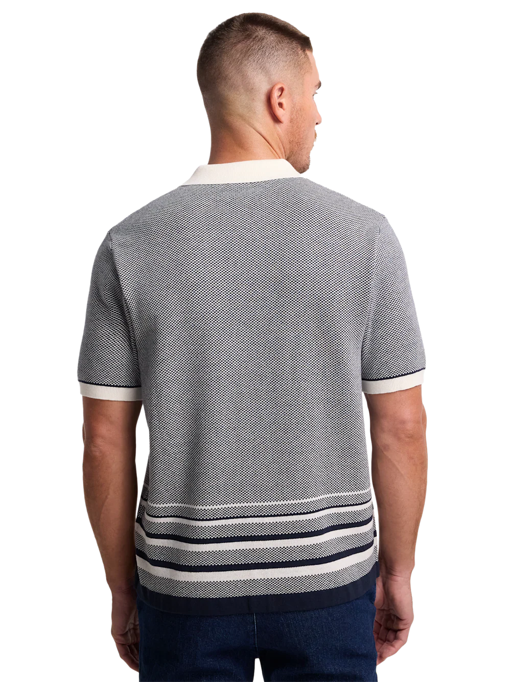 Cotton Button Front Polo - Navy - Image 5