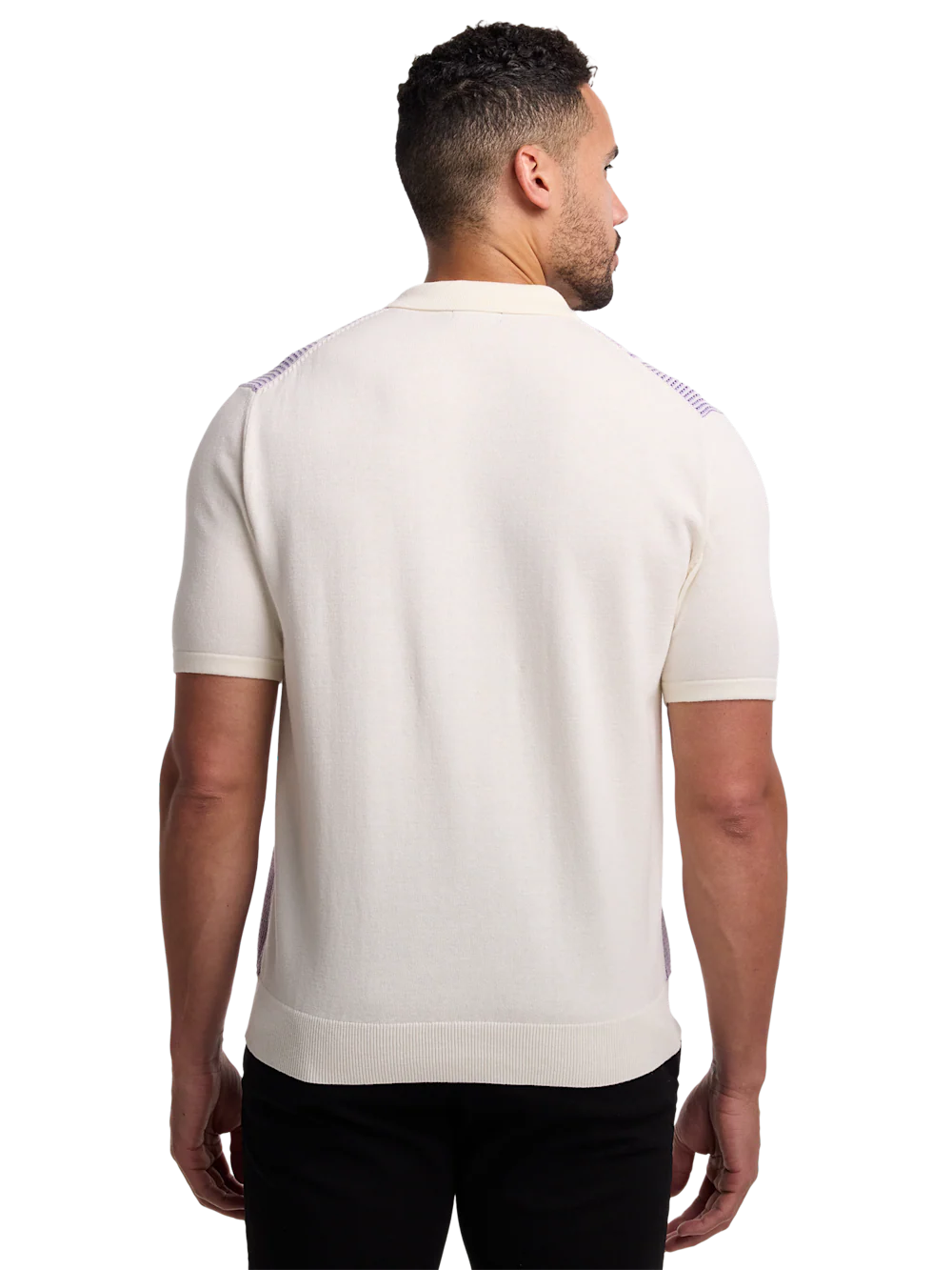 Cotton Button Front Polo - Purple - Image 5