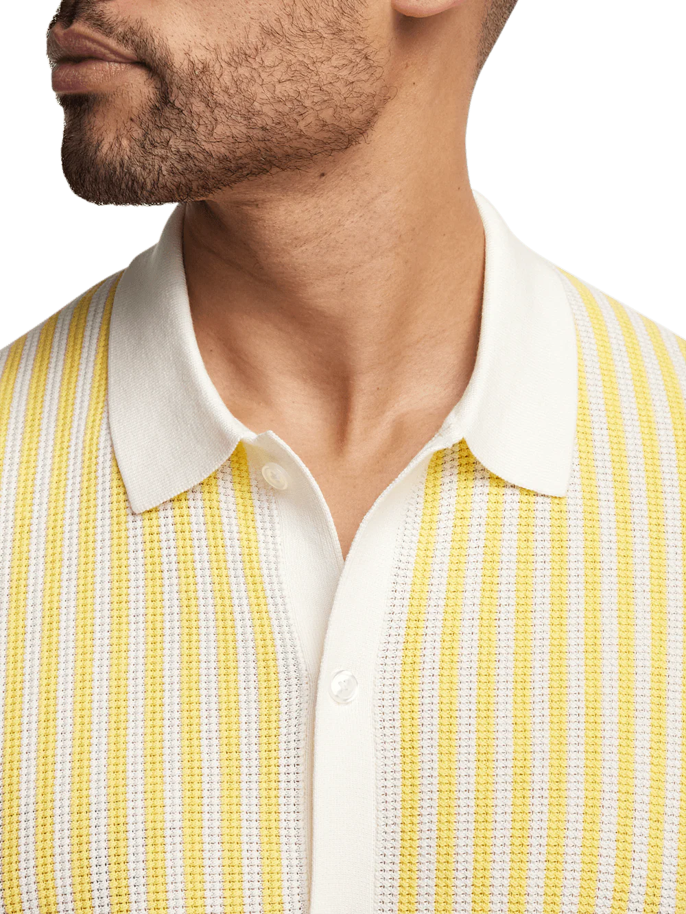 Cotton Button Front Polo - Yellow - Image 3