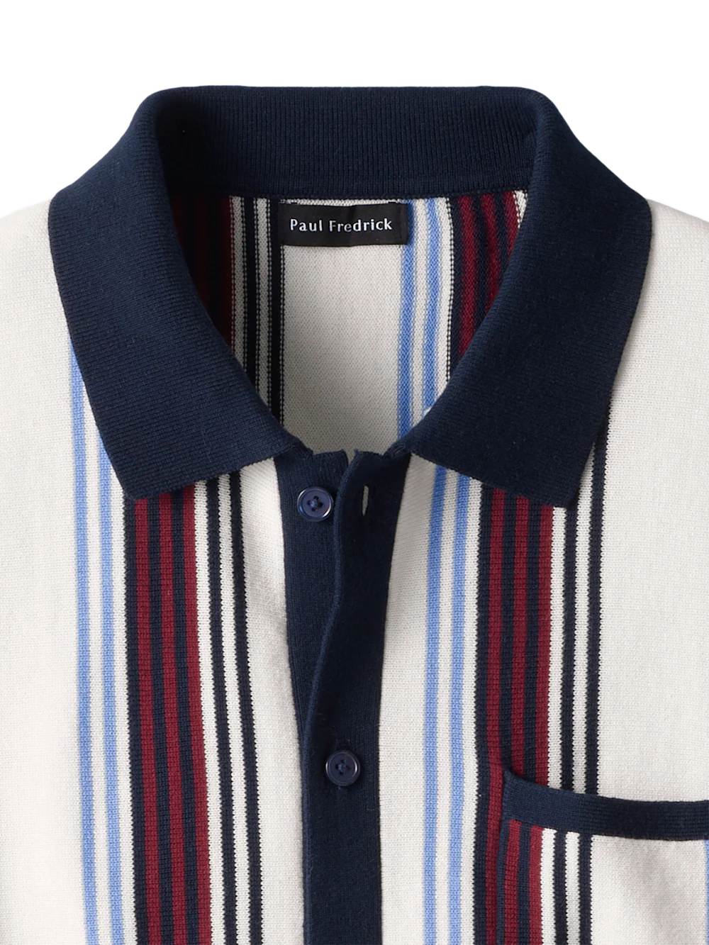 Cotton Button Front Polo - Navy Multi - Image 6