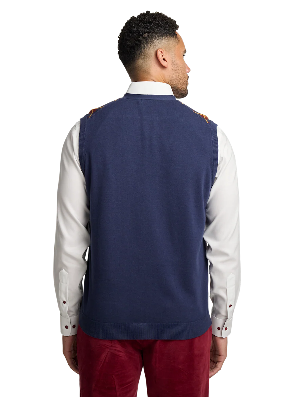Cotton Button Front V-neck Cardigan Vest - Multi - Image 5