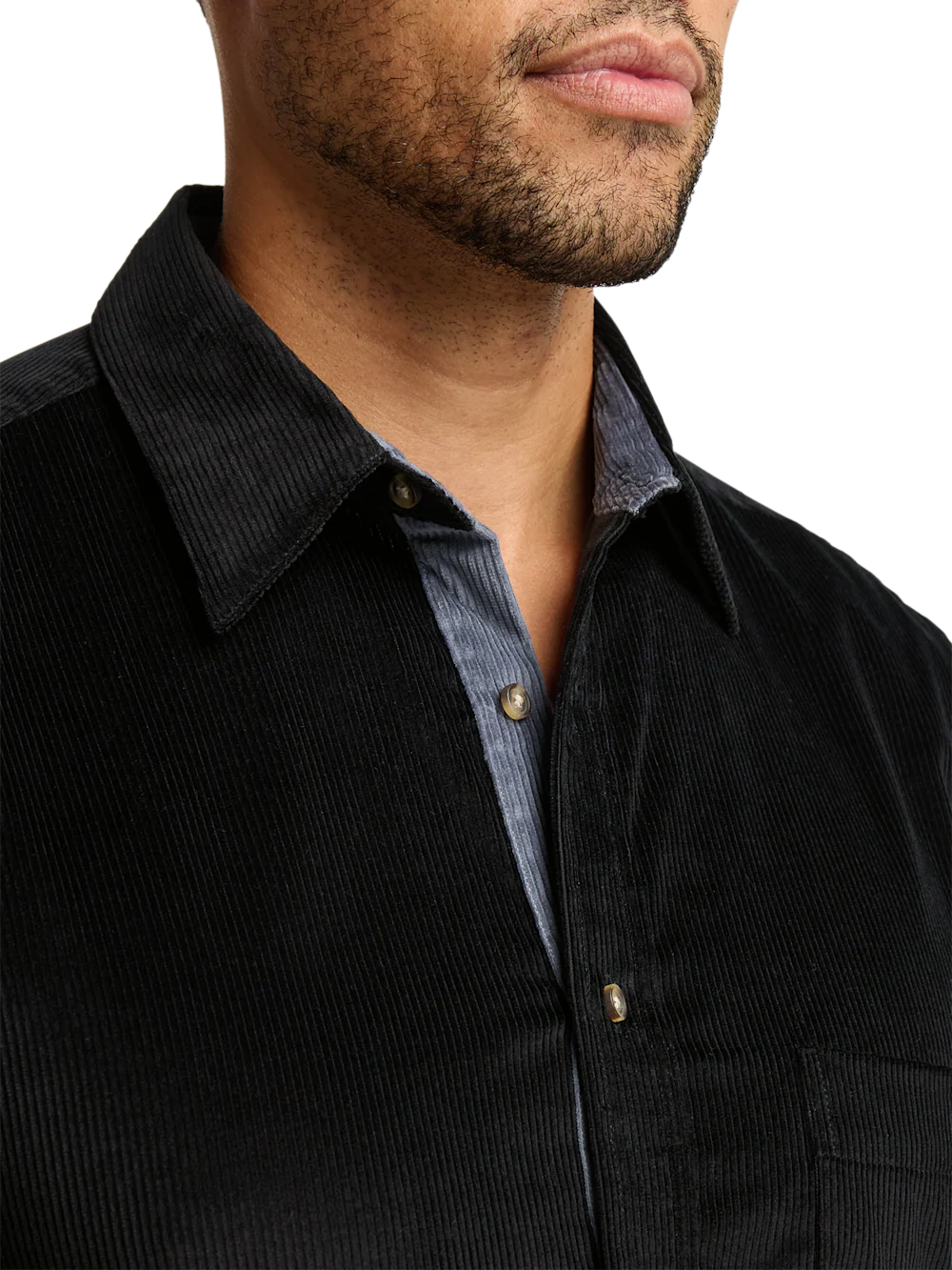 Cotton Corduroy Casual Shirt - Black - Image 3