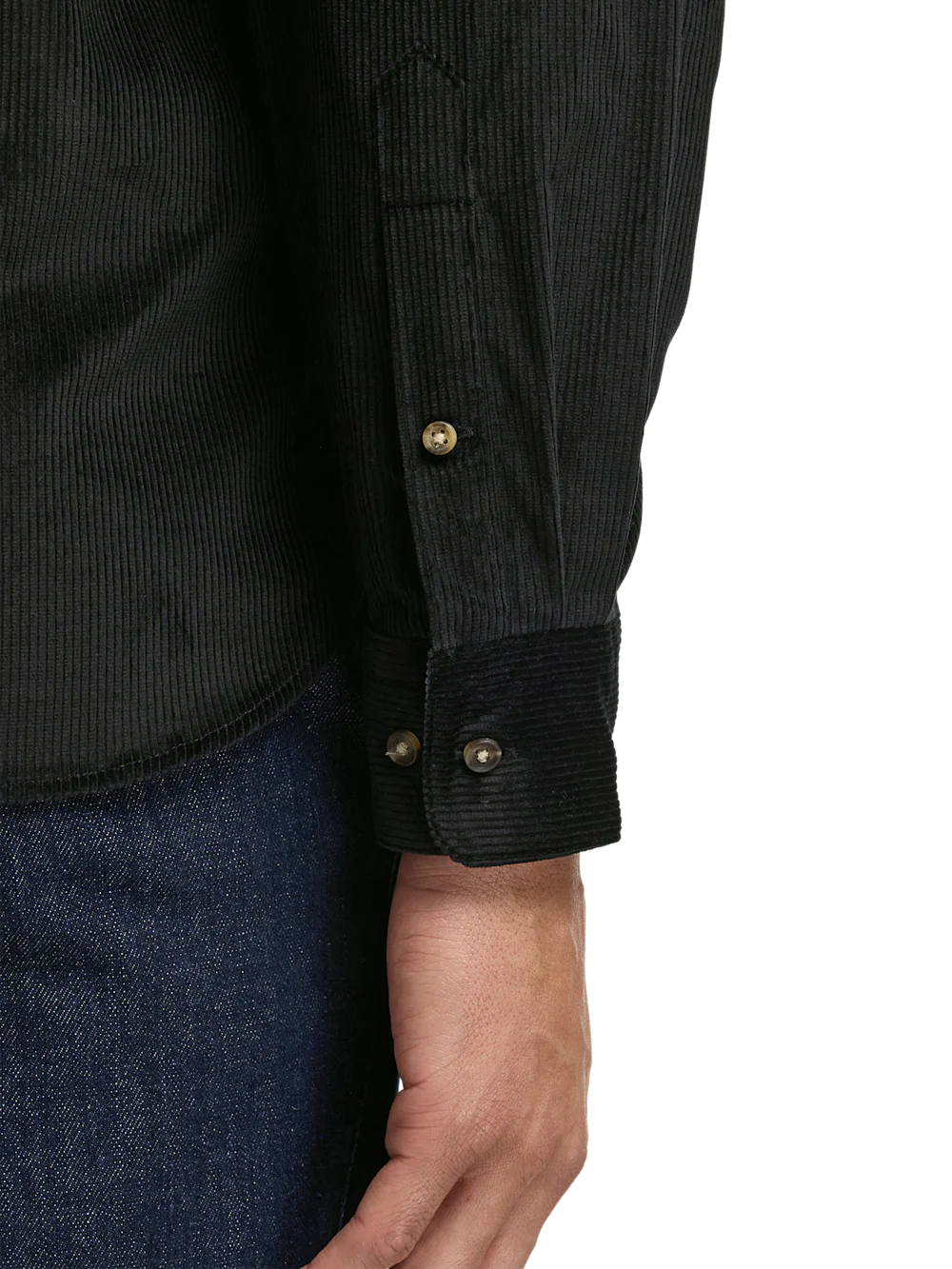 Cotton Corduroy Casual Shirt - Black - Image 4