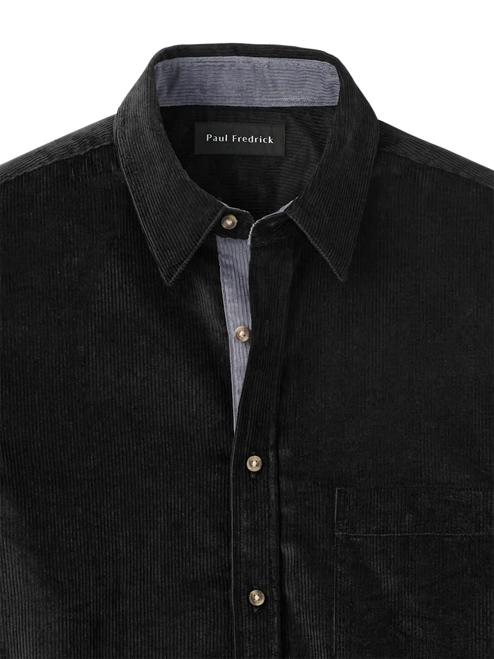 Cotton Corduroy Casual Shirt - Black - Image 6