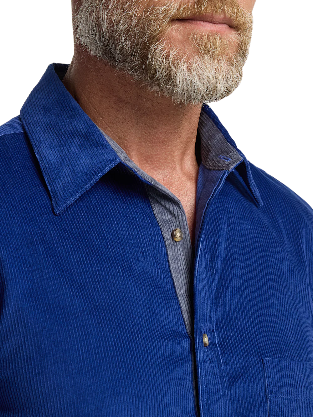 Cotton Corduroy Casual Shirt - Blue - Image 3