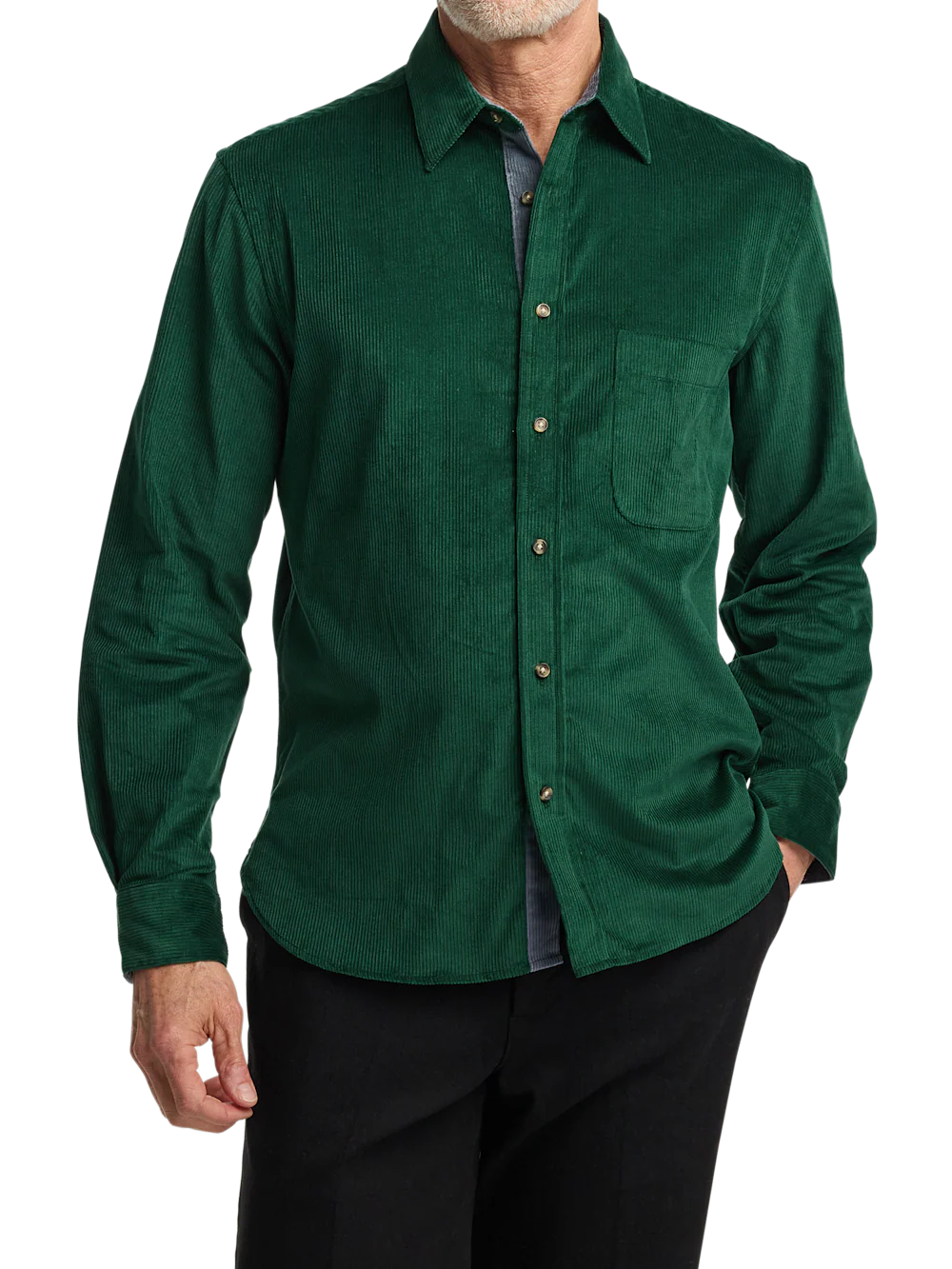 Cotton Corduroy Casual Shirt - Green - Image 2