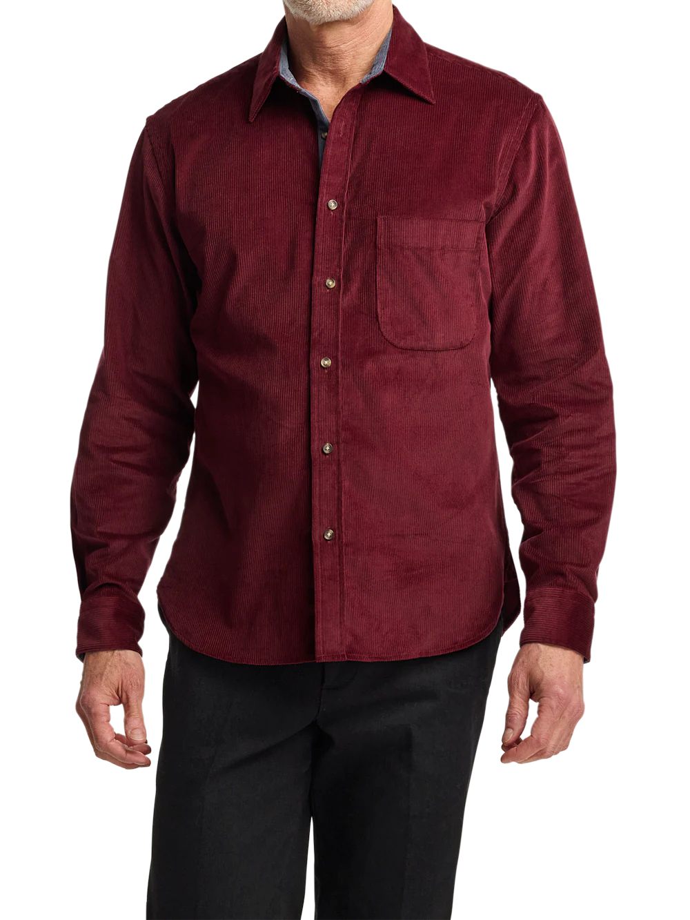 Cotton Corduroy Casual Shirt - Burgundy - Image 2