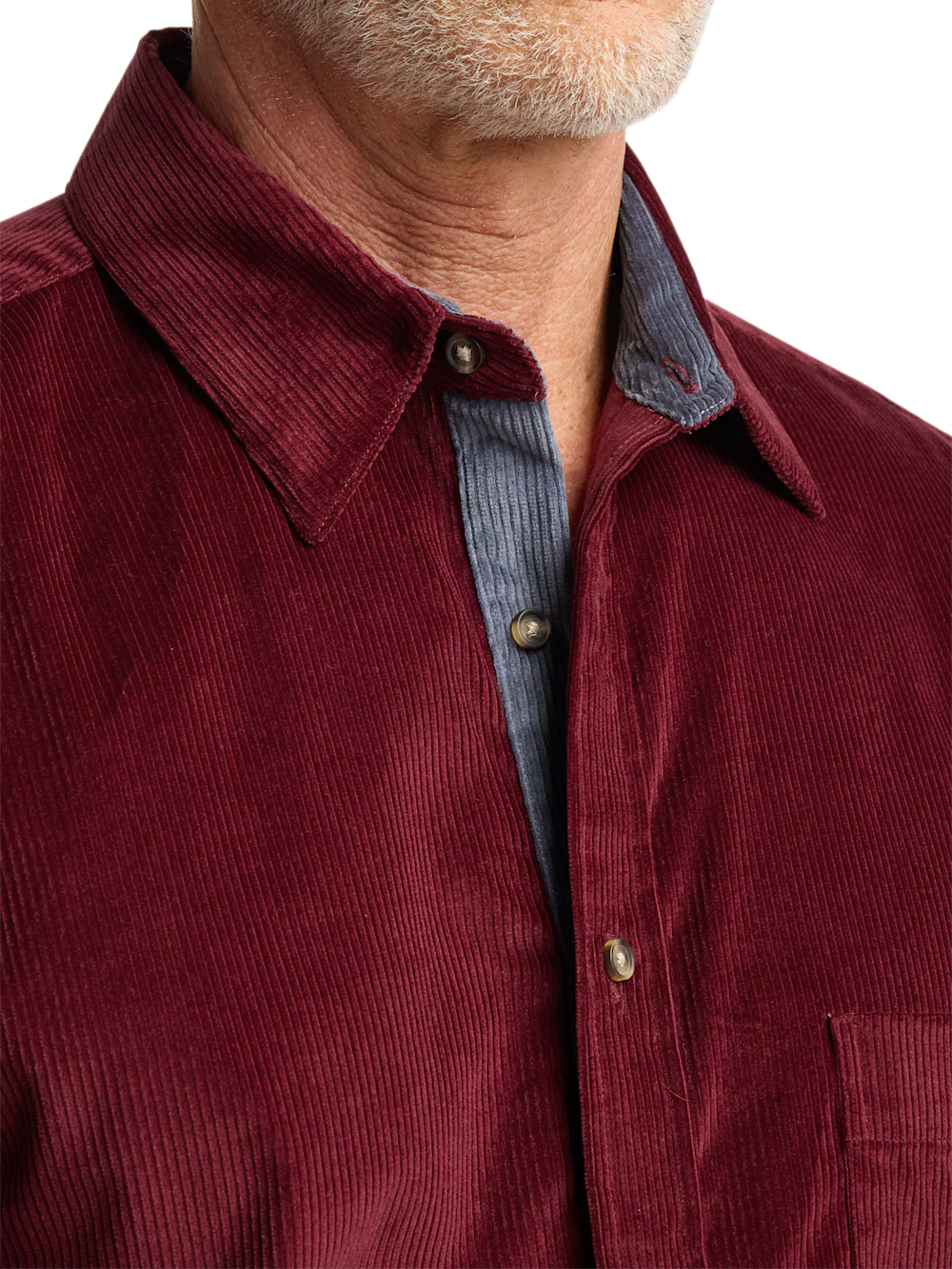 Cotton Corduroy Casual Shirt - Burgundy - Image 3