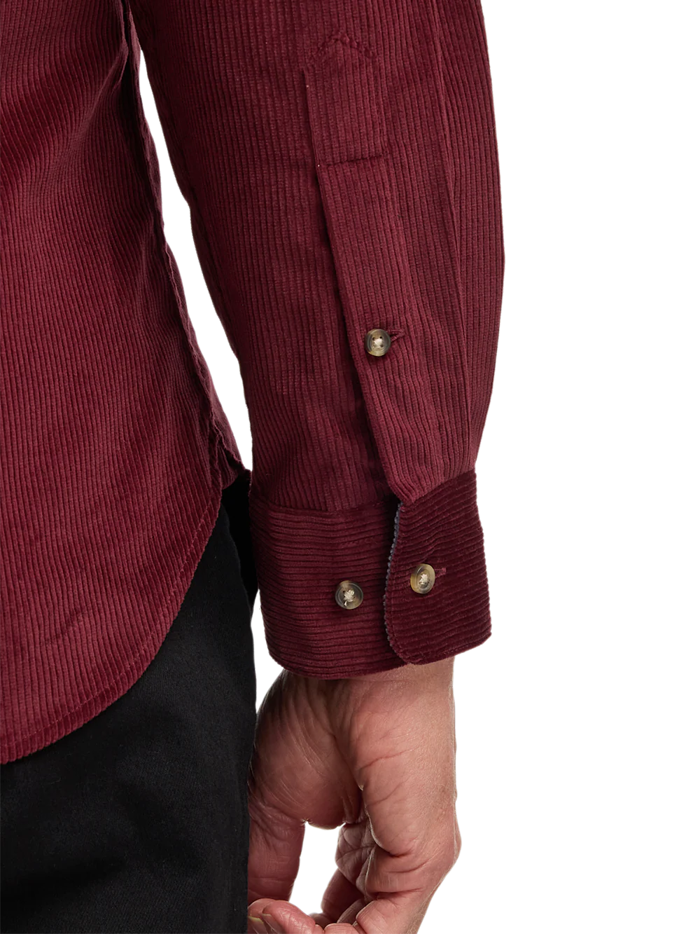 Cotton Corduroy Casual Shirt - Burgundy - Image 4