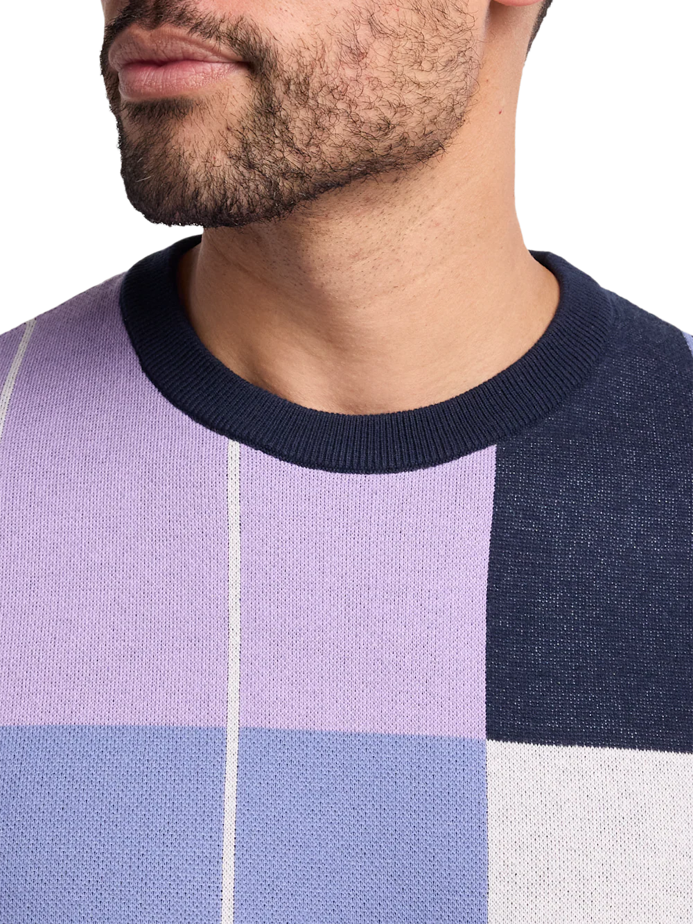 Cotton Crewneck Sweater - Navy/purple - Image 3