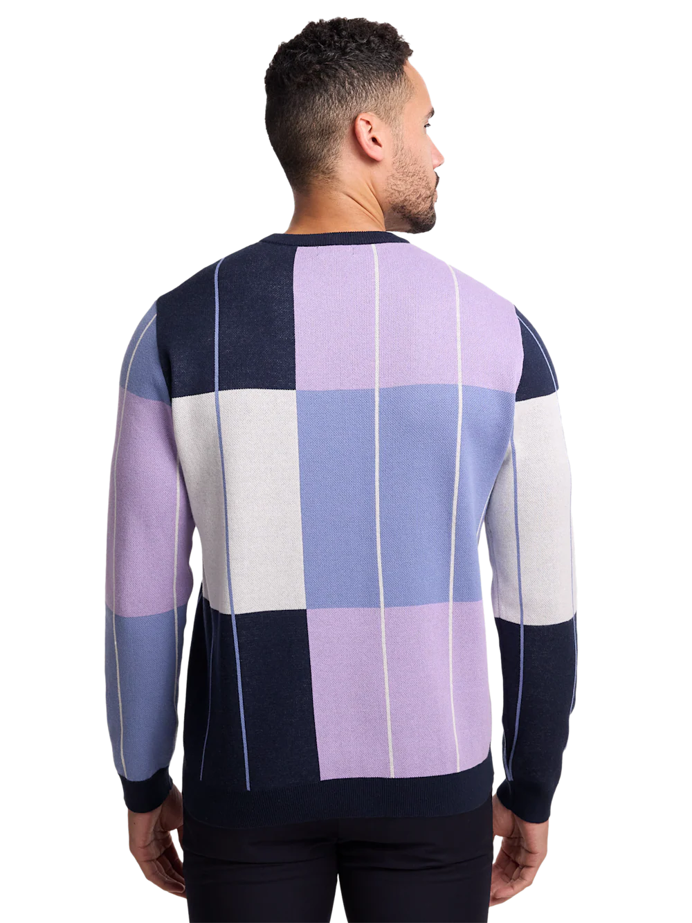 Cotton Crewneck Sweater - Navy/purple - Image 5