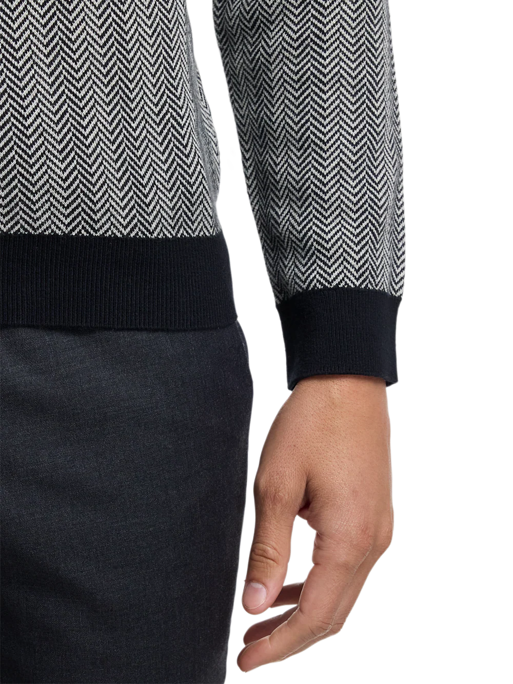 Cotton Crewneck Sweater - Black/ivory - Image 4
