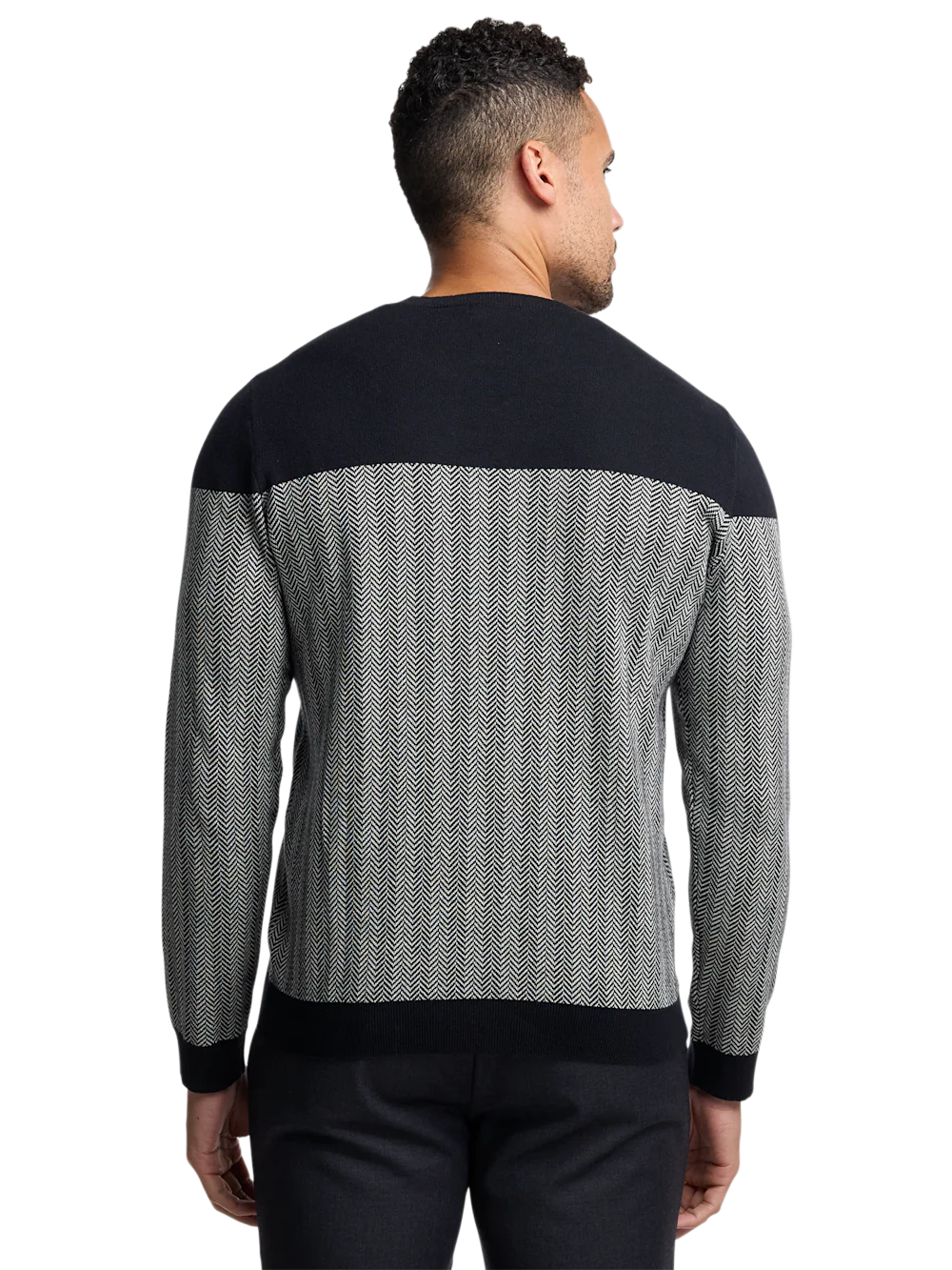 Cotton Crewneck Sweater - Black/ivory - Image 5
