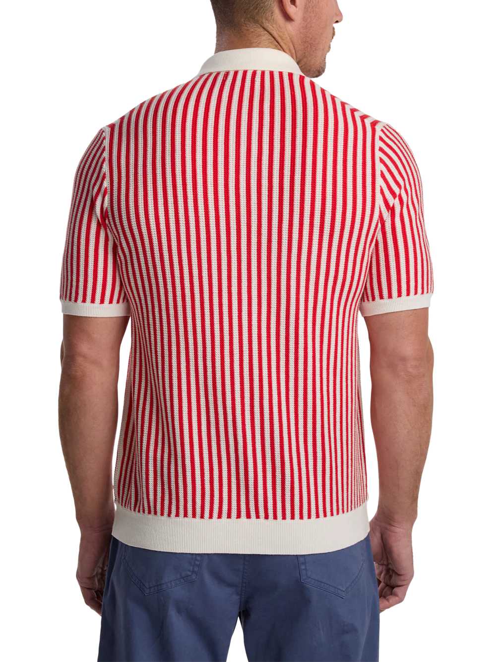 Cotton Crochet Button Front Polo - Pink - Image 5