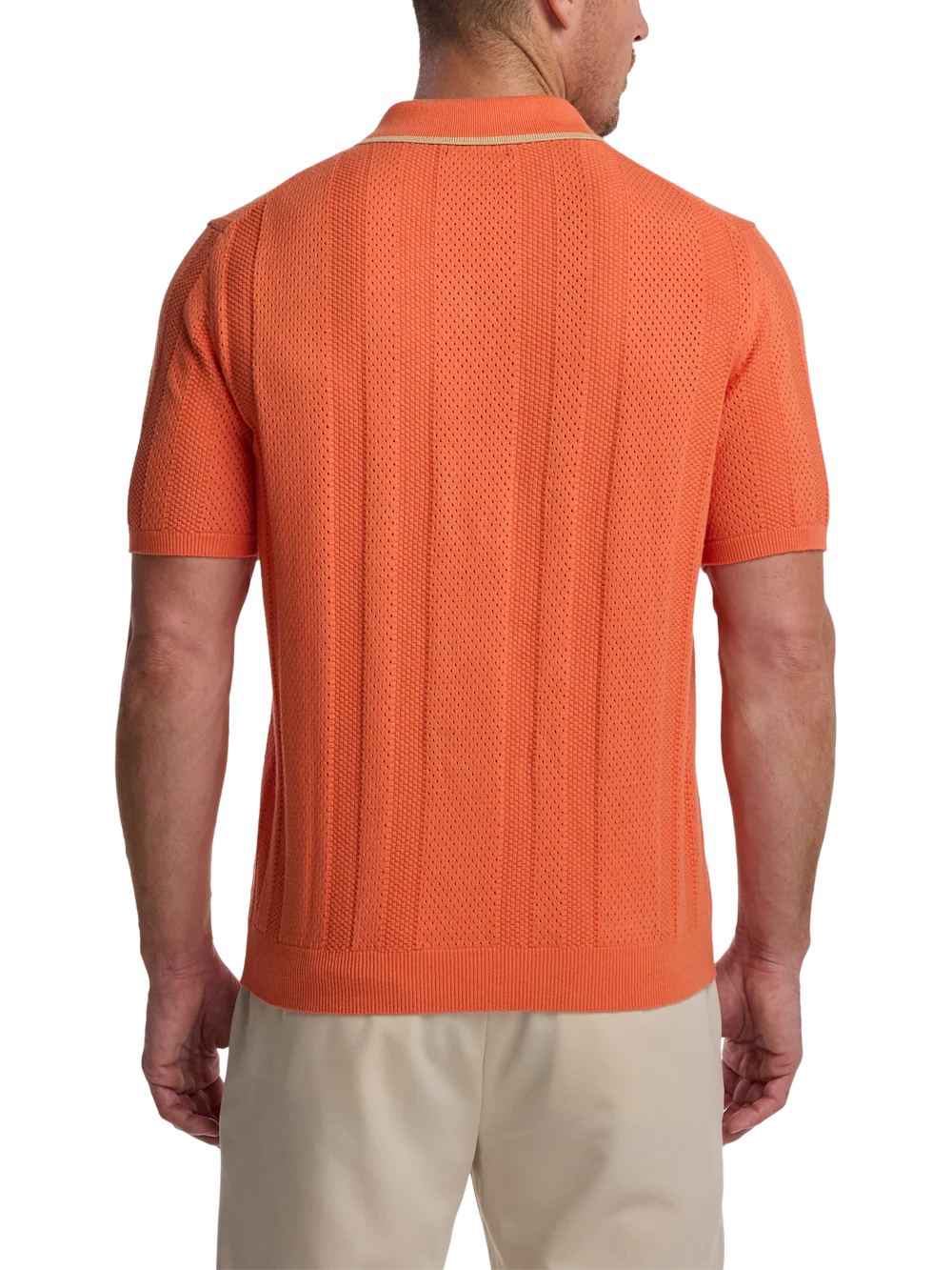 Cotton Crochet V-Neck Polo - Melon - Image 5