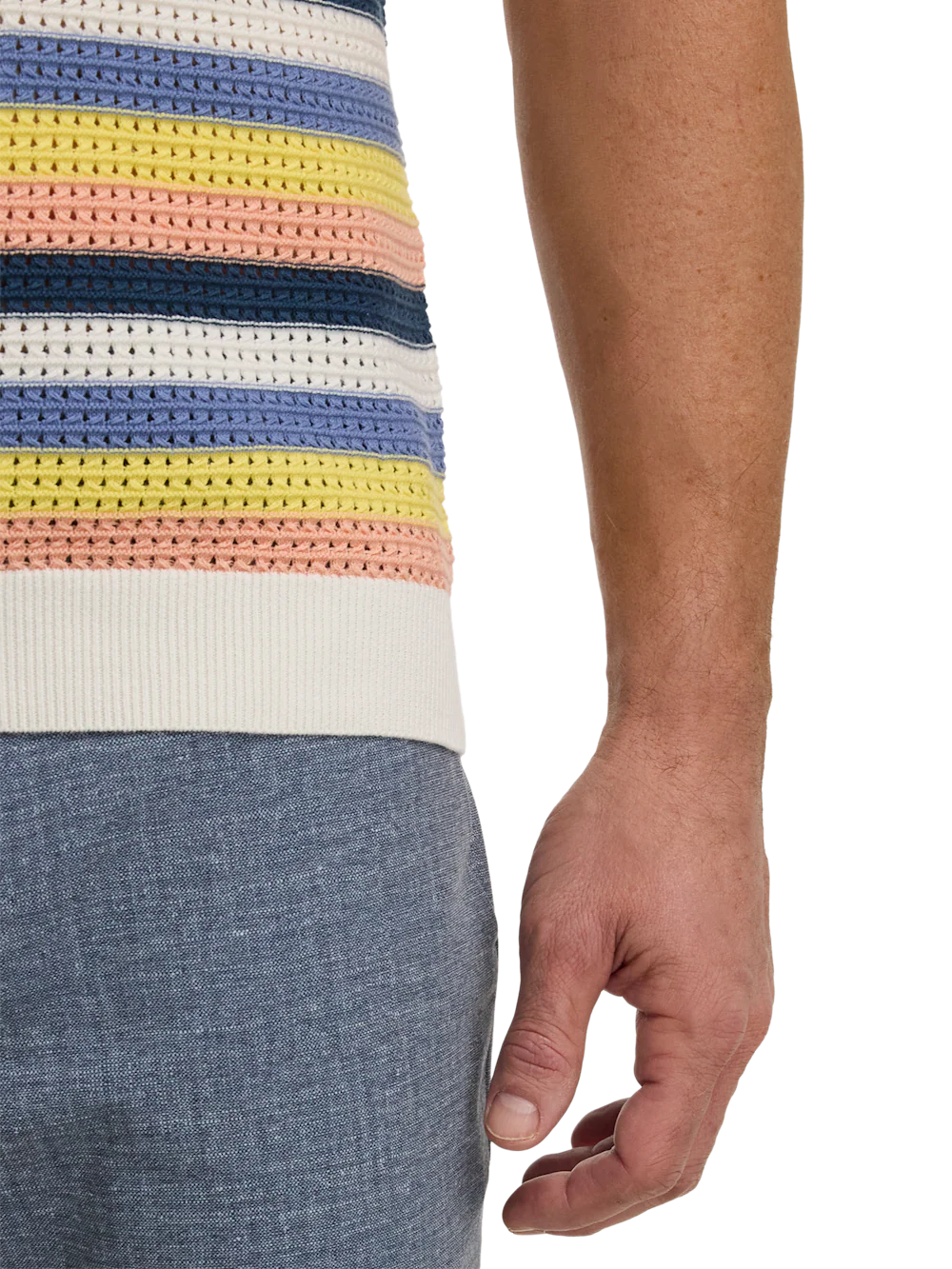 Cotton Crochet V-Neck Polo - Multi - Image 4