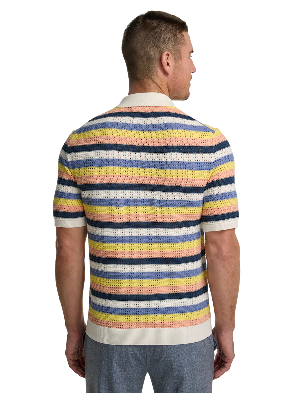 Cotton Crochet V-Neck Polo - Multi - Image 5