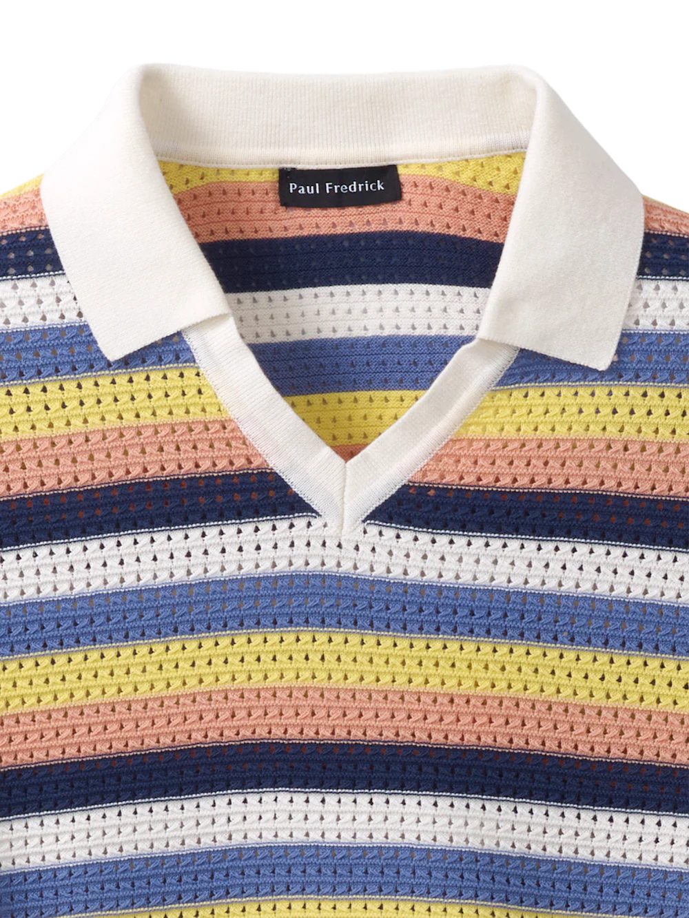 Cotton Crochet V-Neck Polo - Multi - Image 6