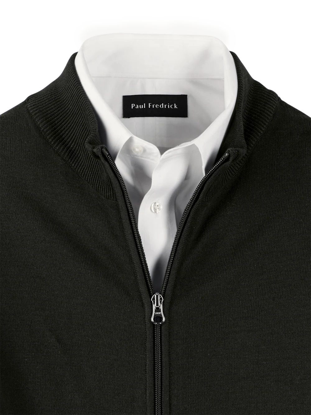 Cotton Full Zip Mock Neck Vest - Black - Image 6