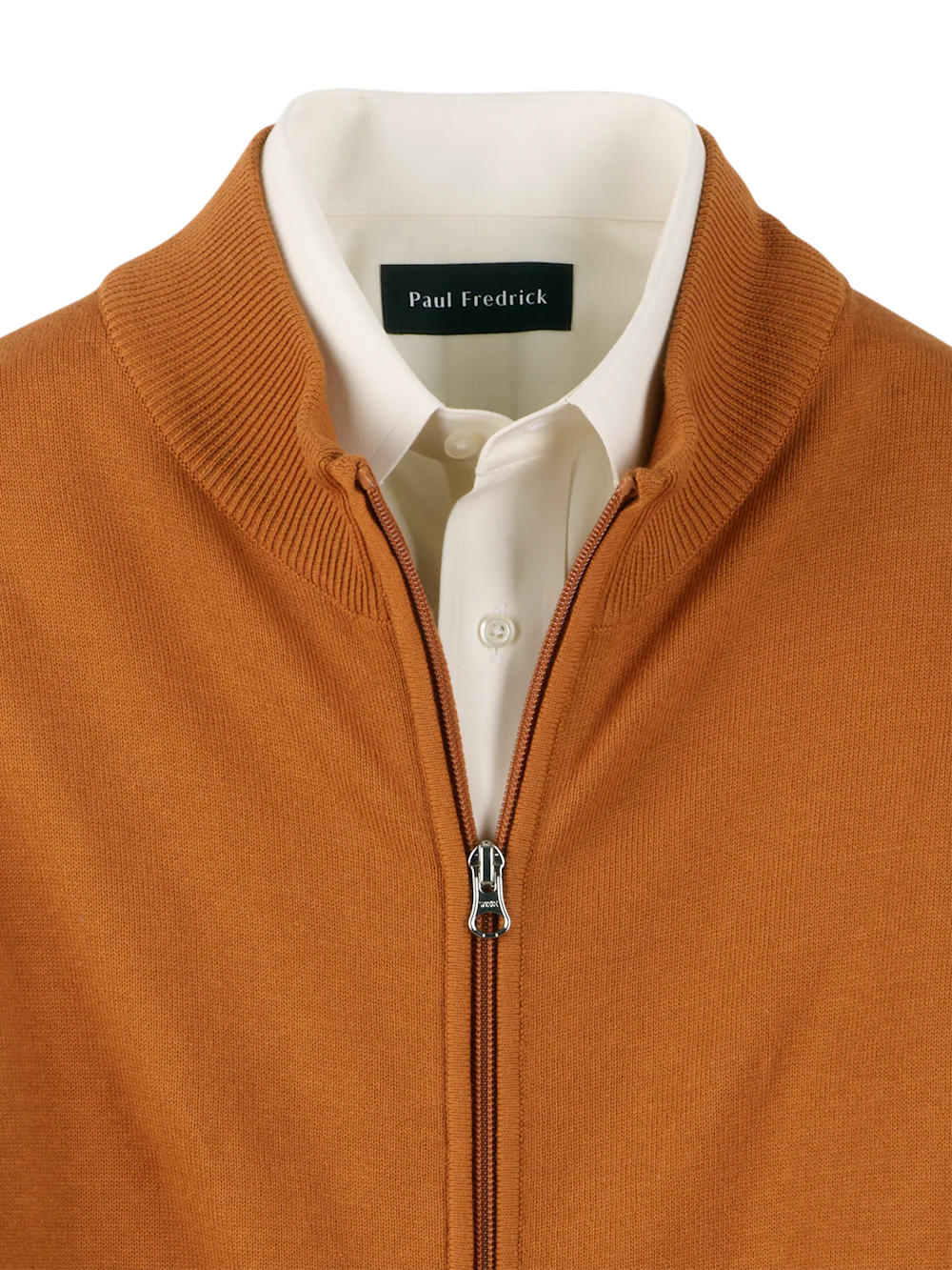 Cotton Full Zip Mock Neck Vest - Cognac - Image 6