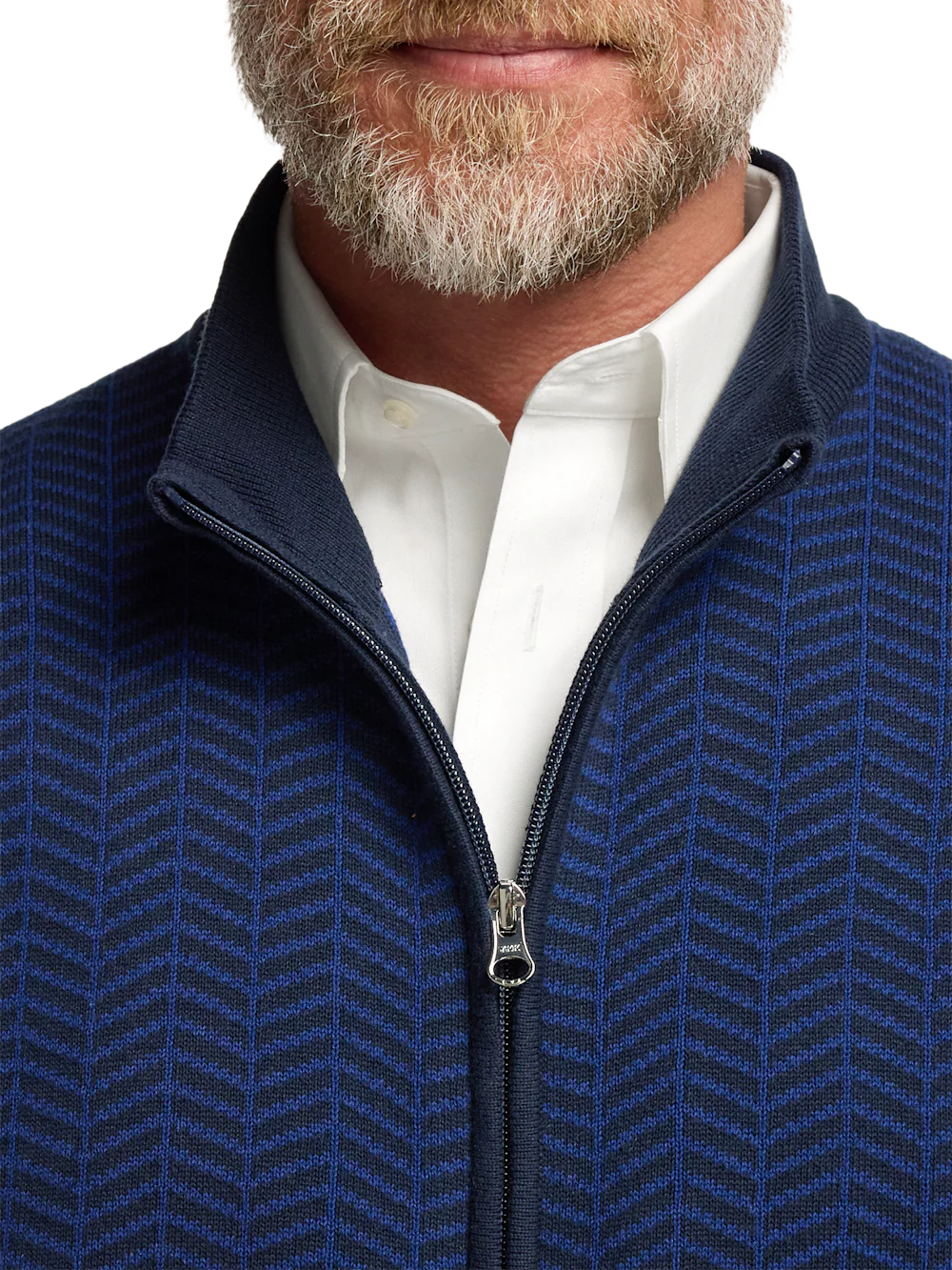 Cotton Full Zip Mock Neck Vest - Navy - Image 3