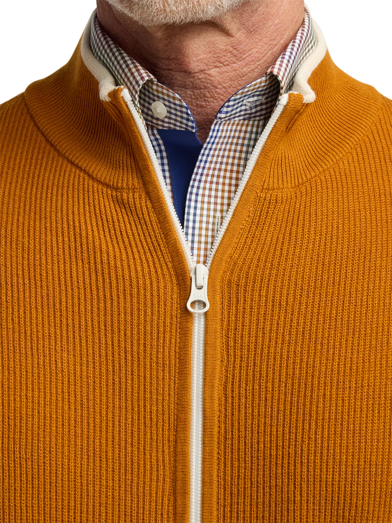 Cotton Full Zip Mock Neck Vest - Rust - Image 3