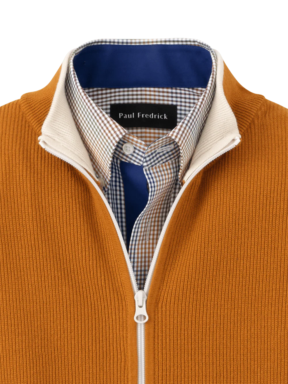 Cotton Full Zip Mock Neck Vest - Rust - Image 6