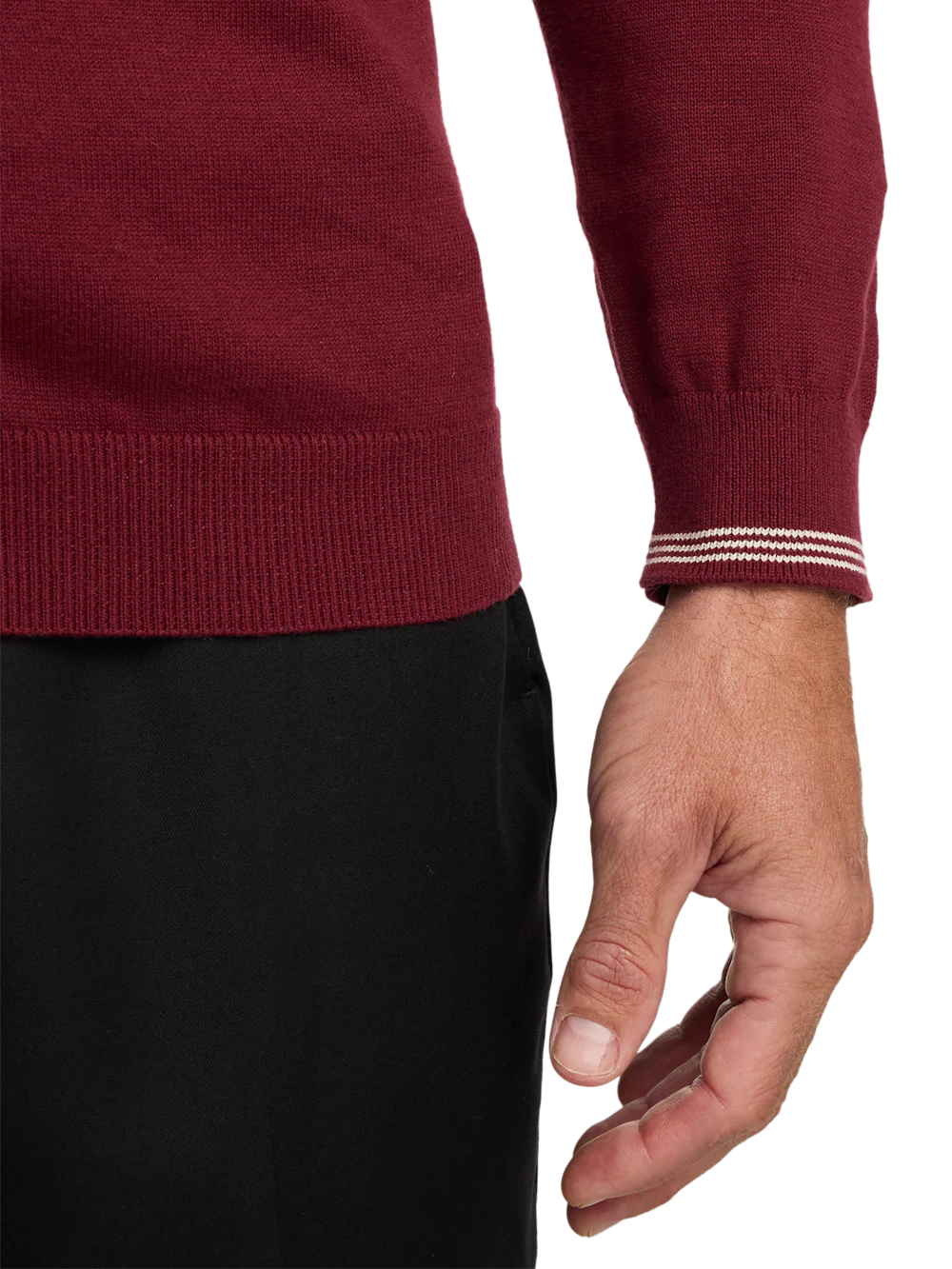 Cotton Full Zip Polo - Burgundy - Image 4