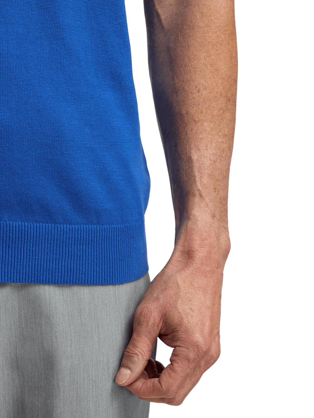 Cotton Full Zip Polo - Blue - Image 4