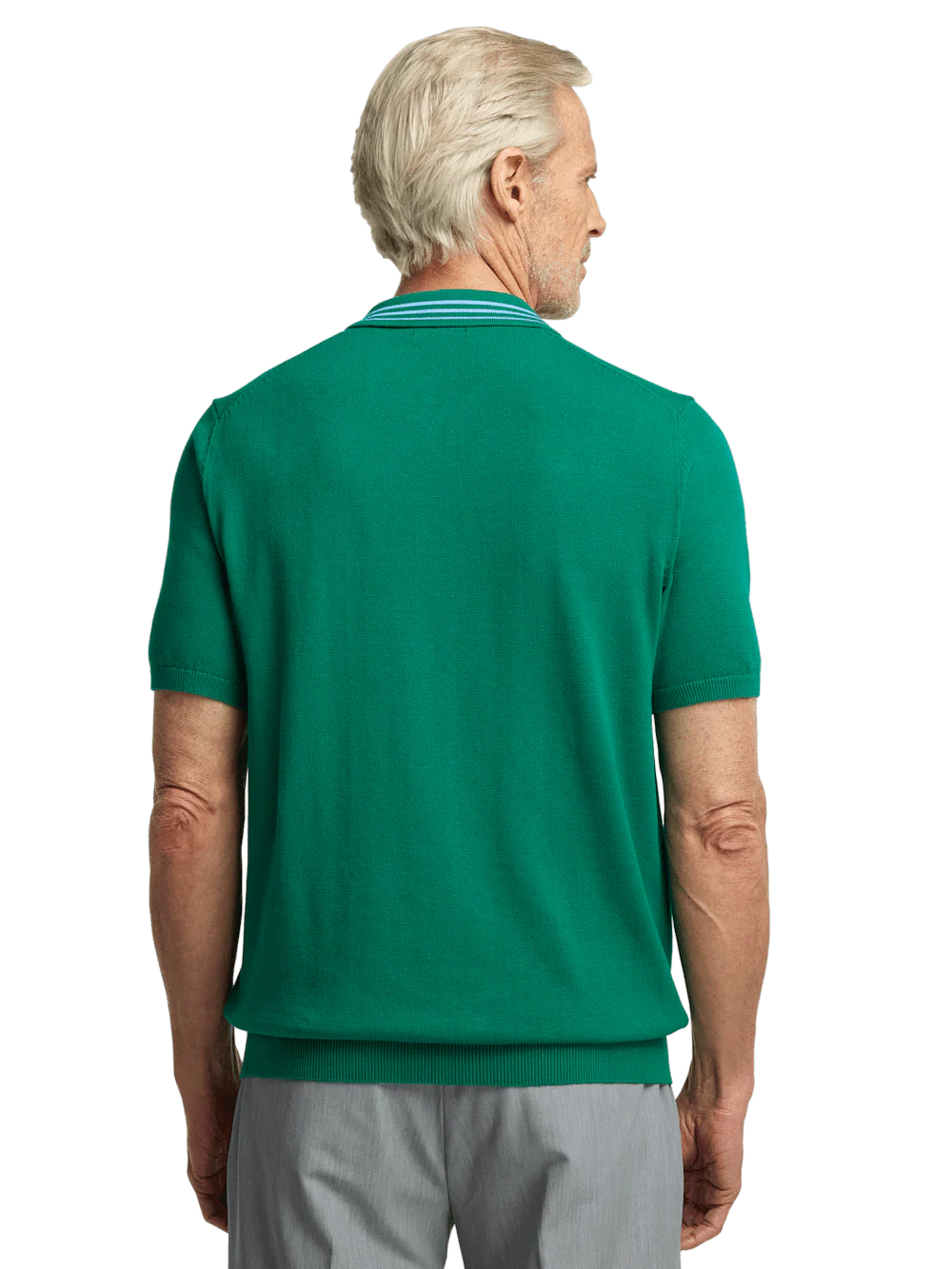 Cotton Full Zip Polo - Green - Image 5