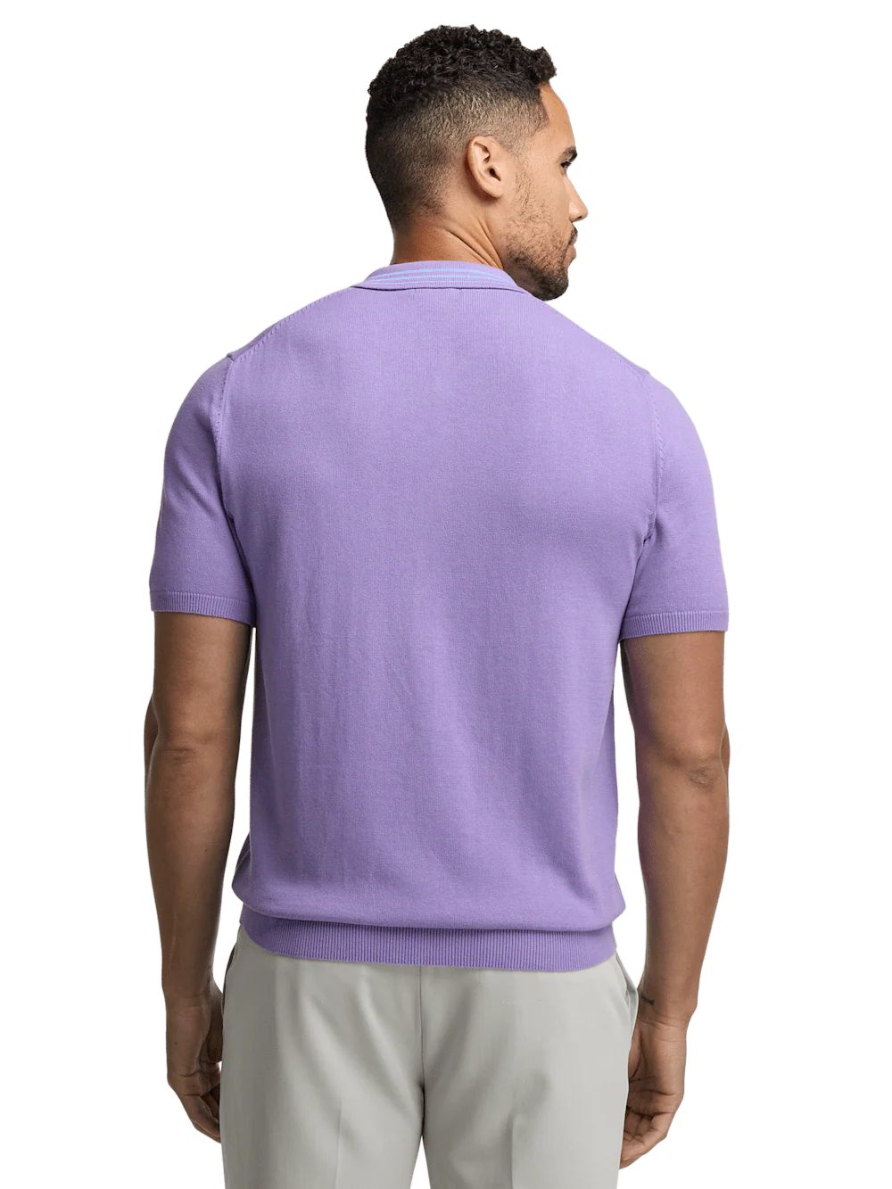 Cotton Full Zip Polo - Purple - Image 5