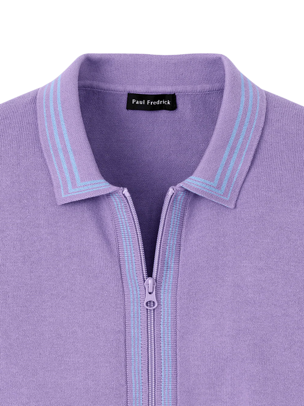 Cotton Full Zip Polo - Purple - Image 6