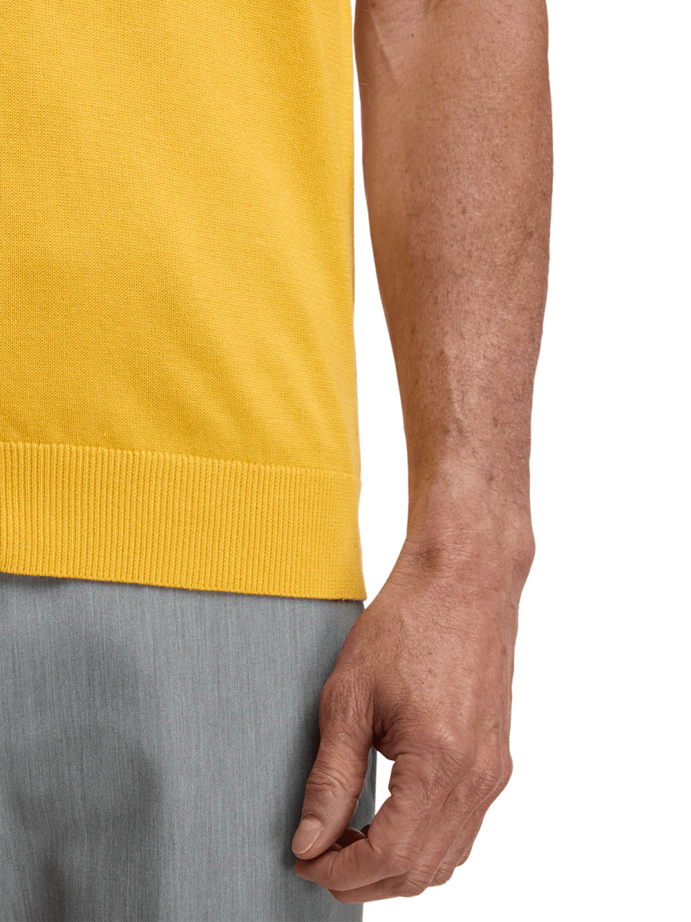 Cotton Full Zip Polo - Yellow - Image 4